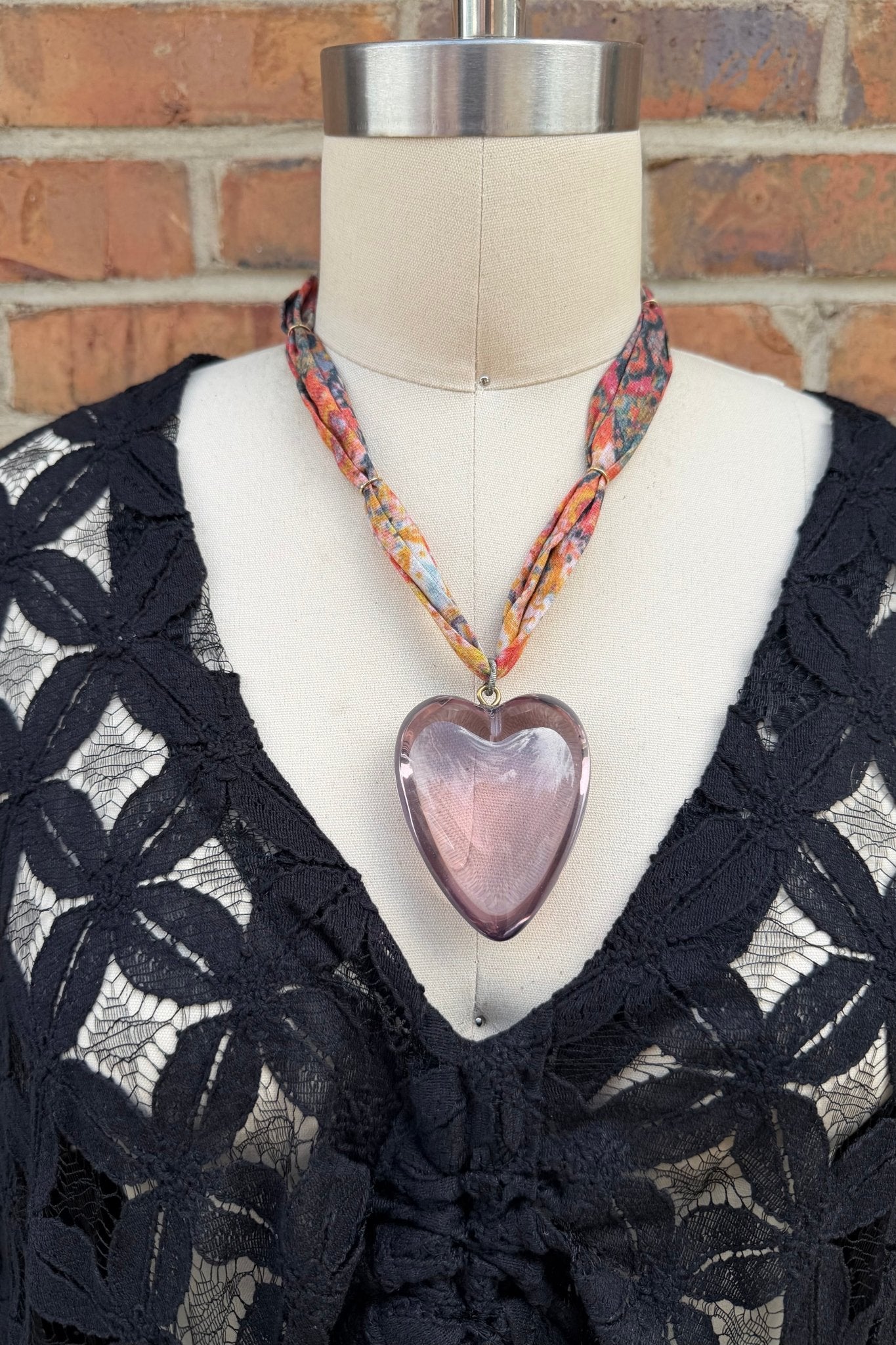 Heart Of Glass in Purple Fabric Necklace - ivyandlavyboutique ivyandlavyboutique