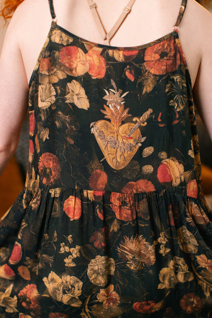 Heart of Gold Bohéme Long Maxi Slip Dress w/ Sacred Heart - ivyandlavyboutique Market of Stars (USA)