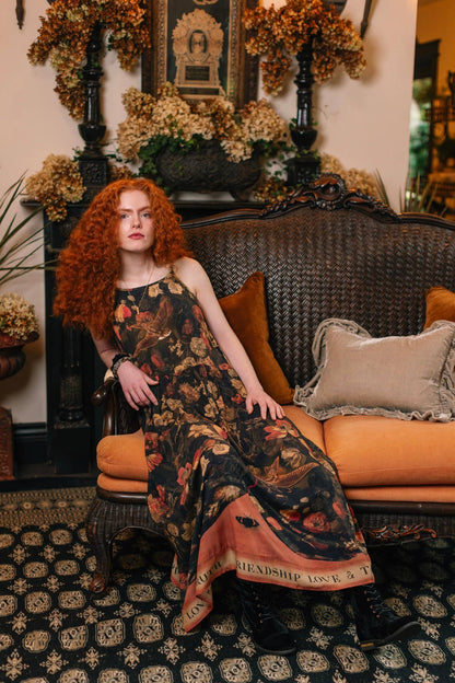 Heart of Gold Bohéme Long Maxi Slip Dress w/ Sacred Heart - ivyandlavyboutique Market of Stars (USA)