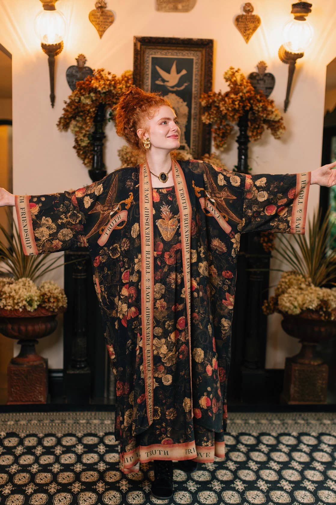 Heart of Gold Bohéme Long Maxi Slip Dress w/ Sacred Heart - ivyandlavyboutique Market of Stars (USA)