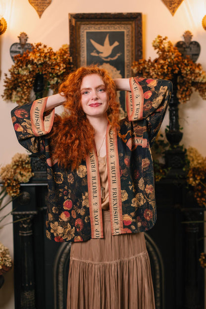 Heart of Gold Pixie Duster Crop Kimono w/ Sacred Heart - ivyandlavyboutique Market of Stars (USA)
