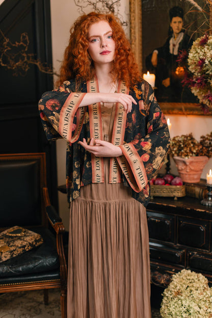 Heart of Gold Pixie Duster Crop Kimono w/ Sacred Heart - ivyandlavyboutique Market of Stars (USA)