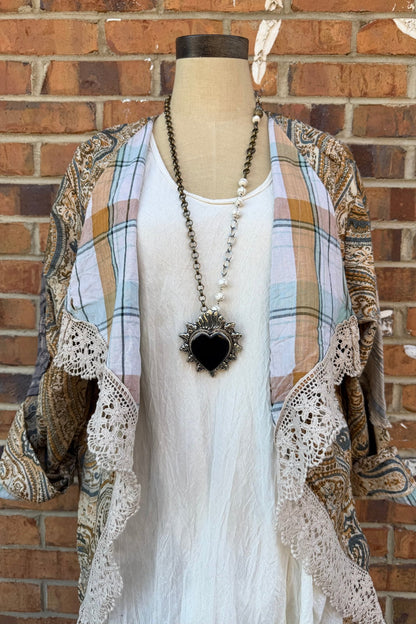 Heart on Fire Black Statement Handmade Necklace - ivyandlavyboutique ivyandlavyboutique