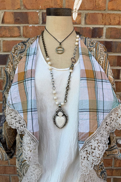 Heart on Fire White Statement Handmade Necklace - ivyandlavyboutique ivyandlavyboutique