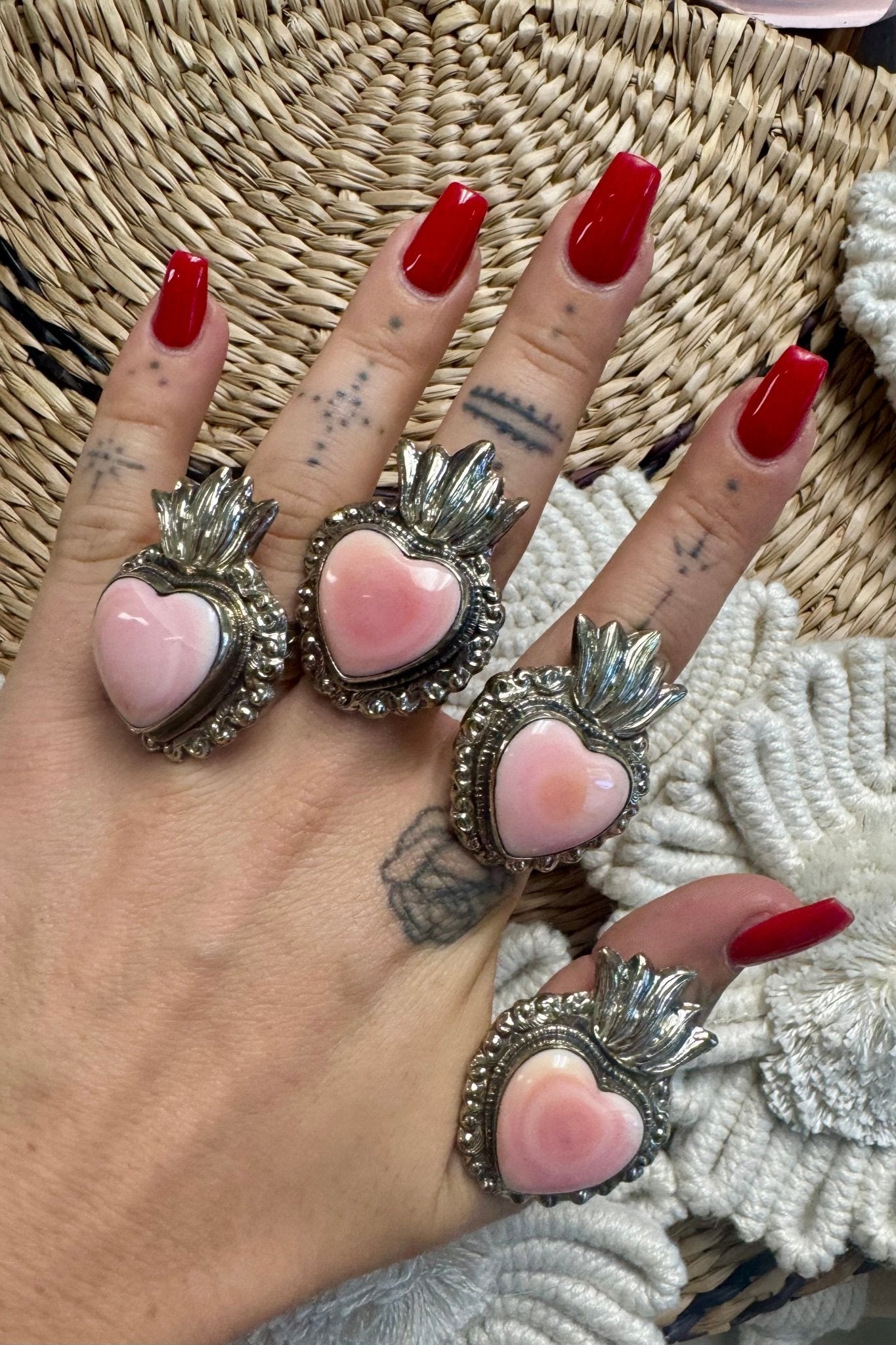 Heart Ring in Pink Opal - ivyandlavyboutique ivyandlavyboutique