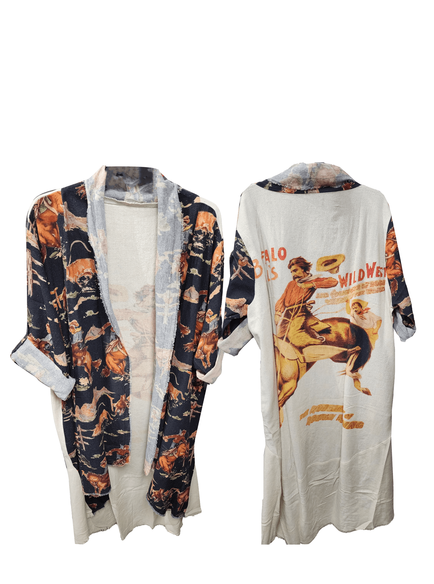 Hi - Lo with Western Theme Cardigan - ivyandlavyboutique LeParisPetit by I Love Linen