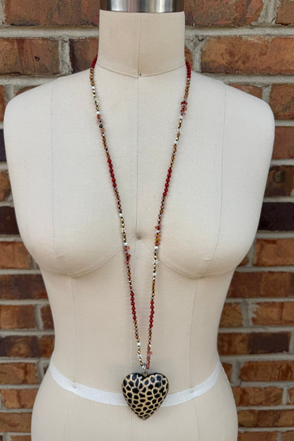 Hiding Out Printed Heart Necklace - ivyandlavyboutique ivyandlavyboutique
