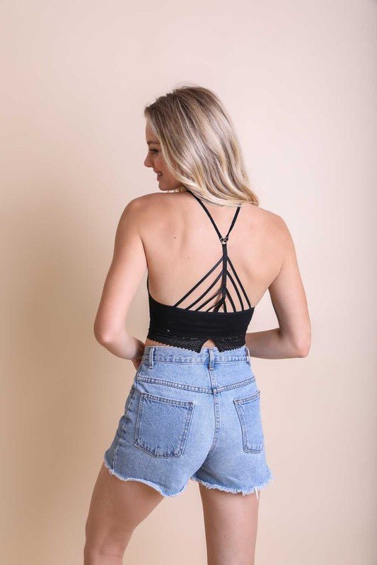High Neck Crochet Lace Trim Bralette - ivyandlavyboutique Leto Accessories