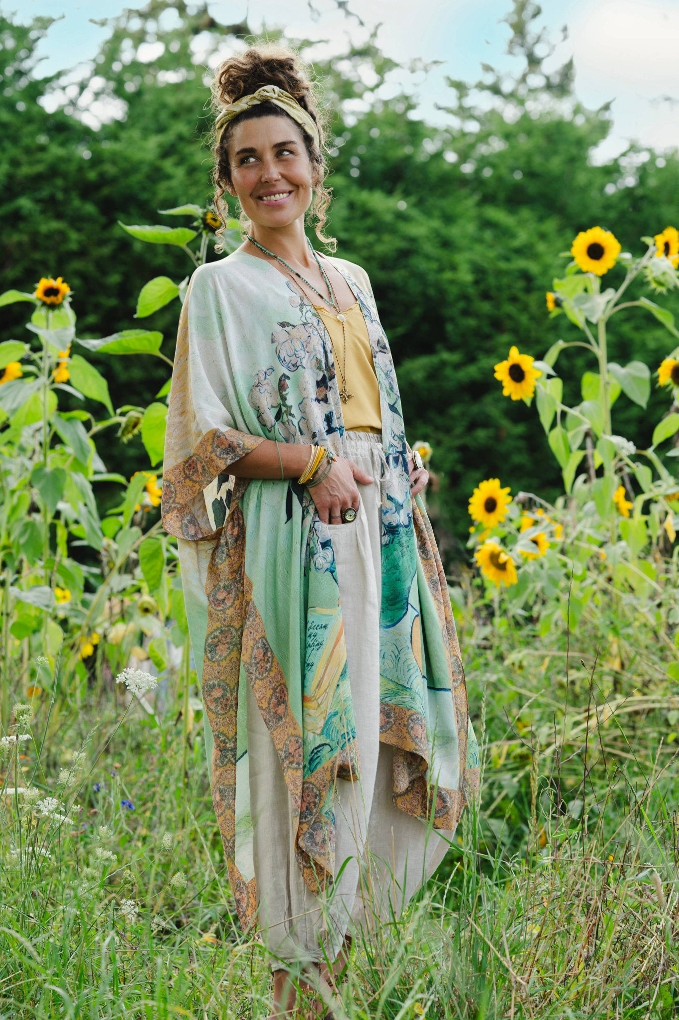I Paint My Dream Bohemian Van Gogh Goddess Kimono - ivyandlavyboutique Market of Stars