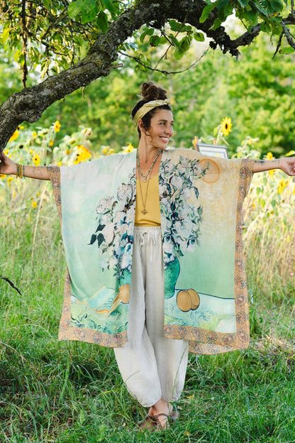I Paint My Dream Bohemian Van Gogh Goddess Kimono - ivyandlavyboutique Market of Stars
