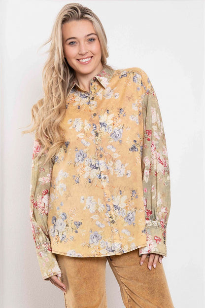 Sale - Everafter Floral Meadows Button Down Top