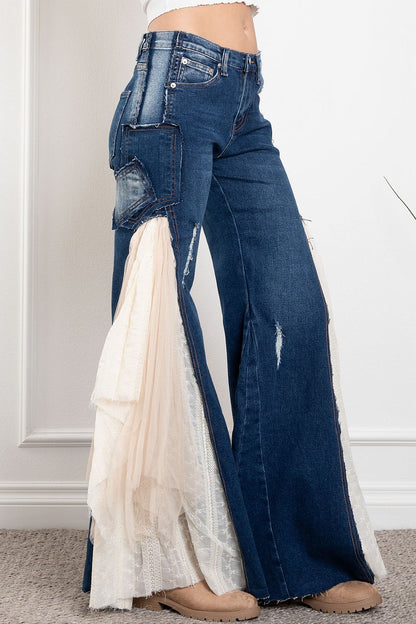 Sale - She's Got Rock & Roll Side Lace Insert Boheme Flares