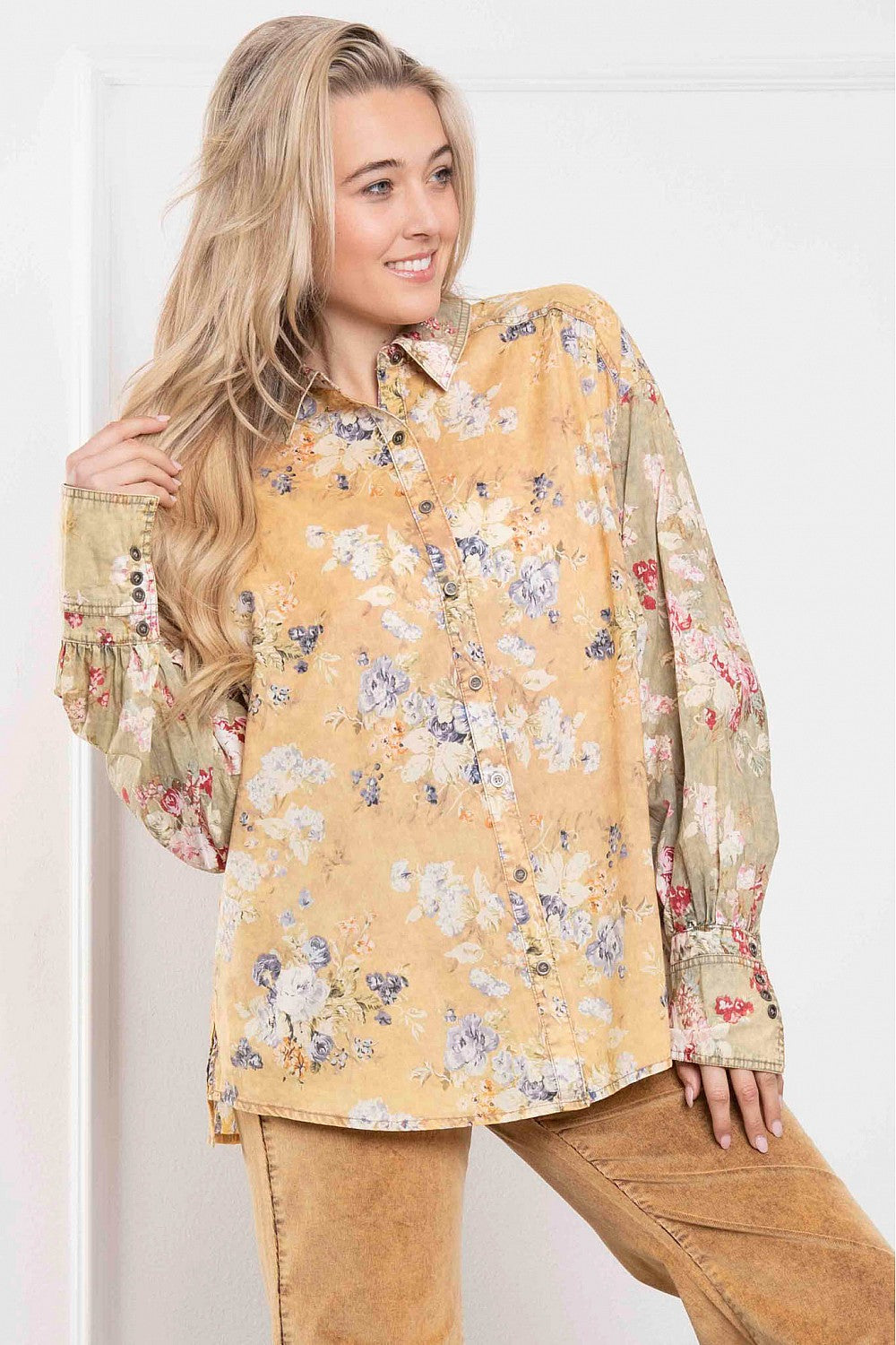 Sale - Everafter Floral Meadows Button Down Top