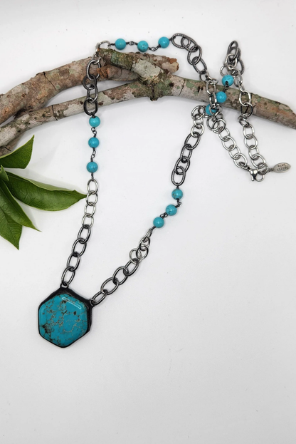 One of a Kind: Turquoise Hexagon Necklace