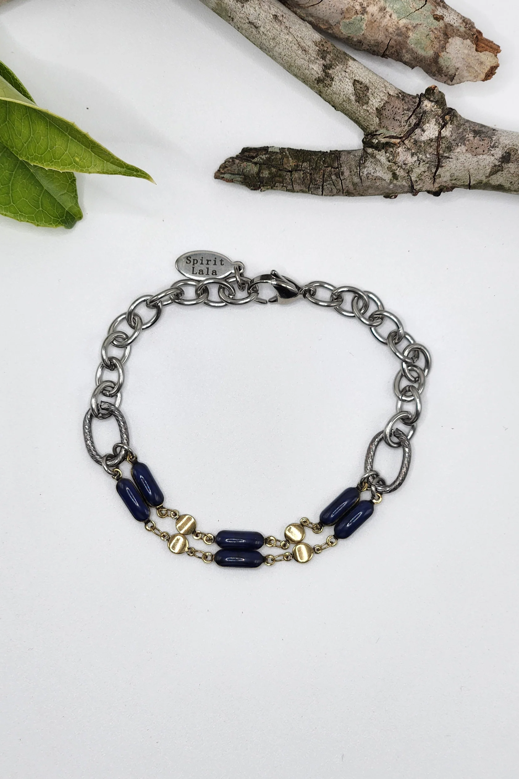One of a Kind: Double Chain Navy Bracelet