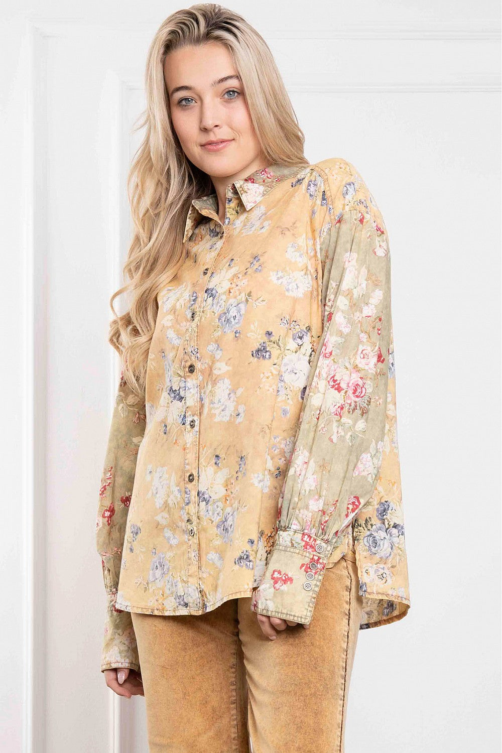 Sale - Everafter Floral Meadows Button Down Top