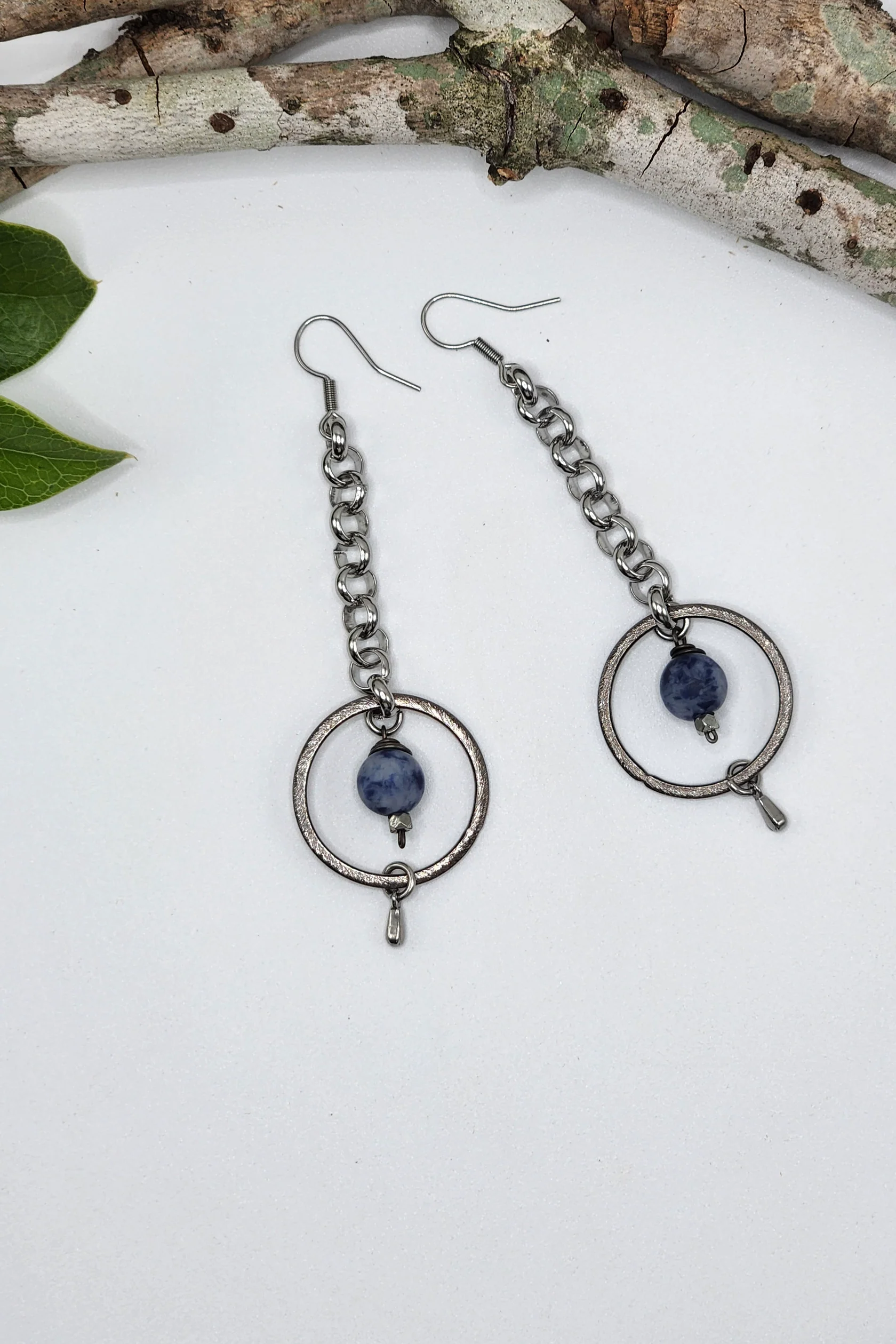 One of a Kind: Navy Circle Drop Earrings