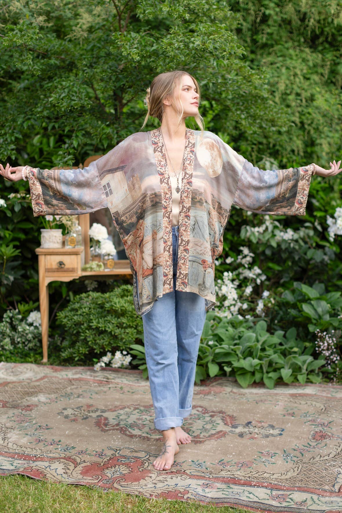 Imaginarium Matinée Duster Kimono w/ Moon mid - length - ivyandlavyboutique Market of Stars