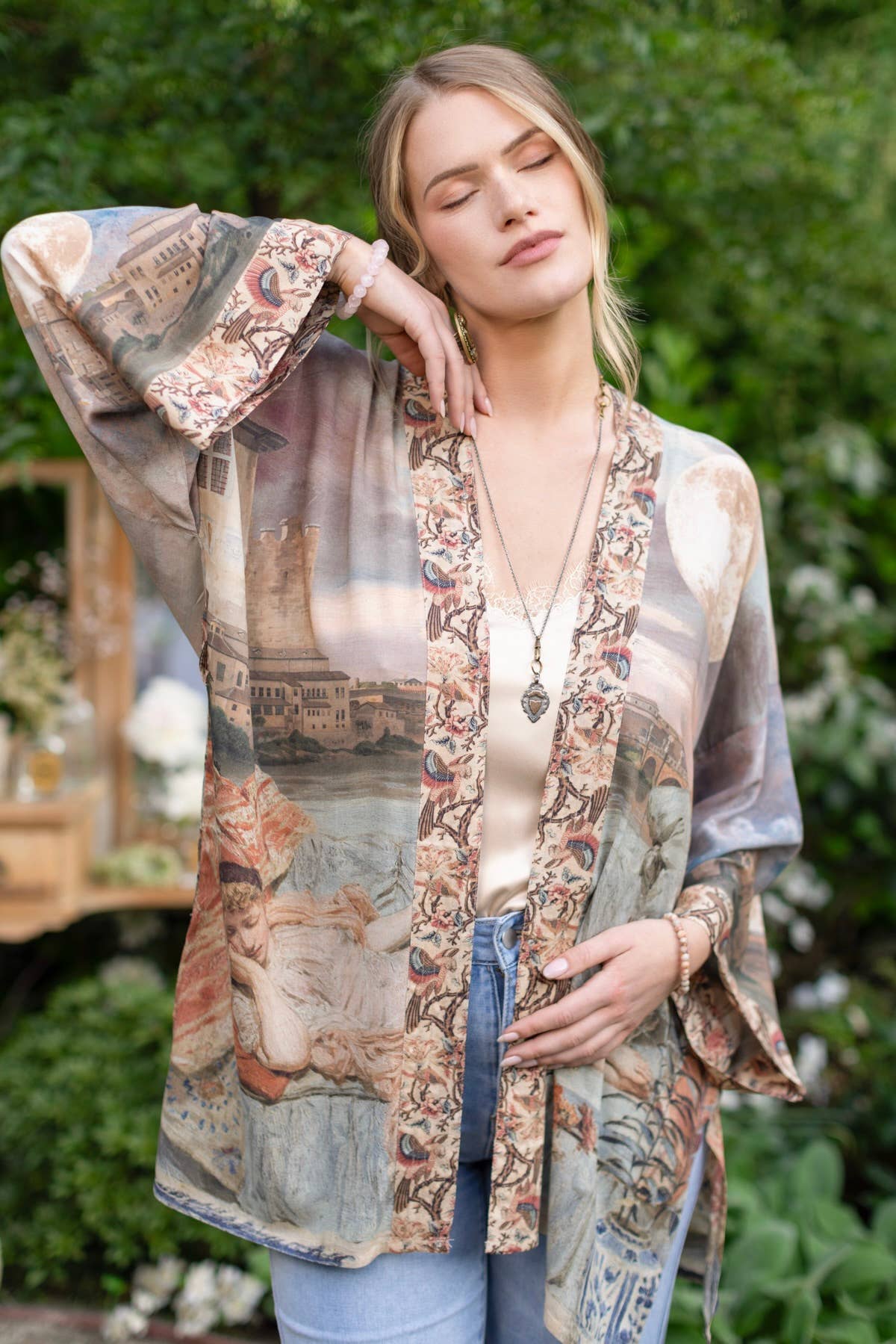Imaginarium Matinée Duster Kimono w/ Moon mid - length - ivyandlavyboutique Market of Stars