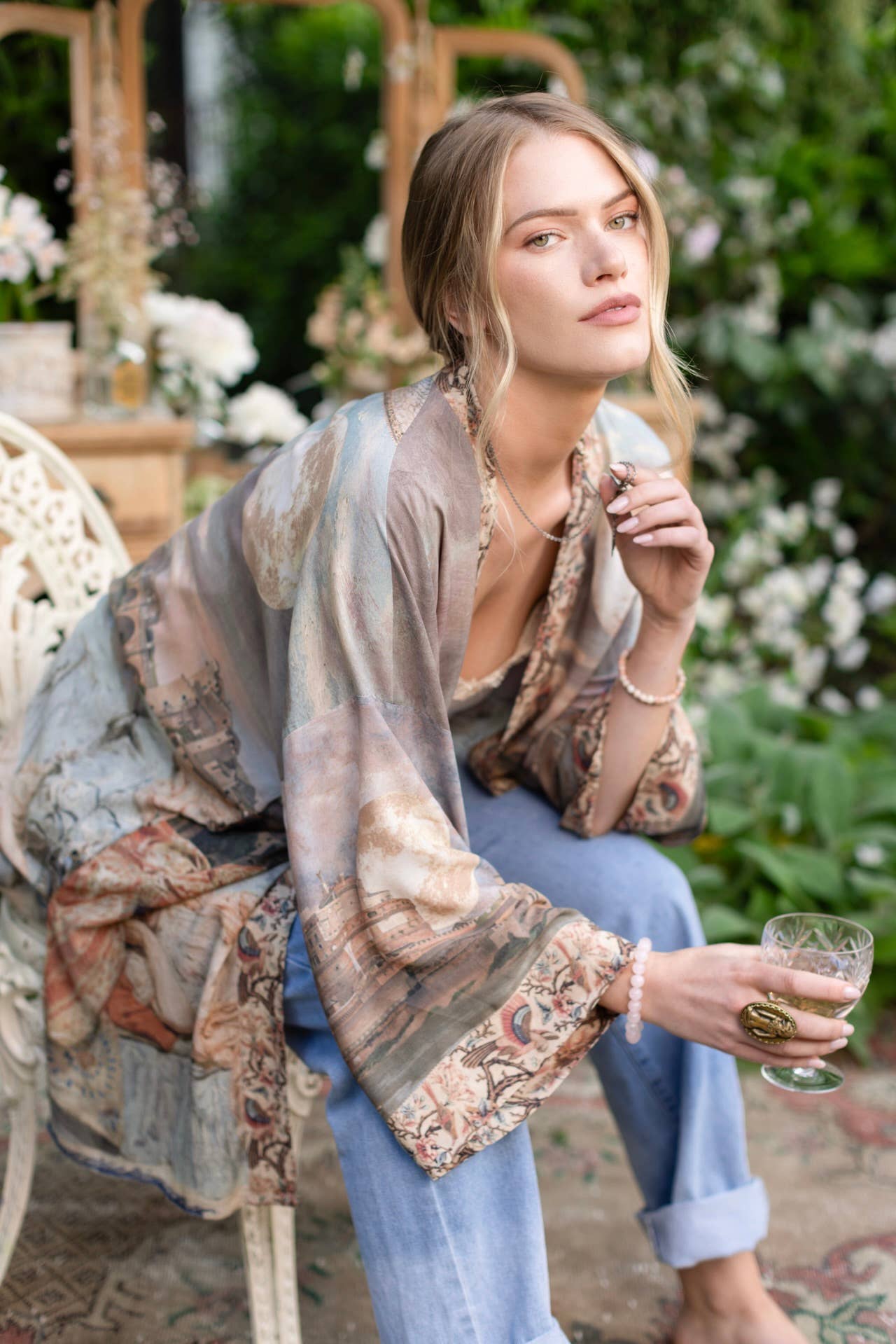 Imaginarium Matinée Duster Kimono w/ Moon mid - length - ivyandlavyboutique Market of Stars