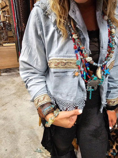 Indian Princess Jacket in Blue - ivyandlavyboutique A Rare Bird Shop