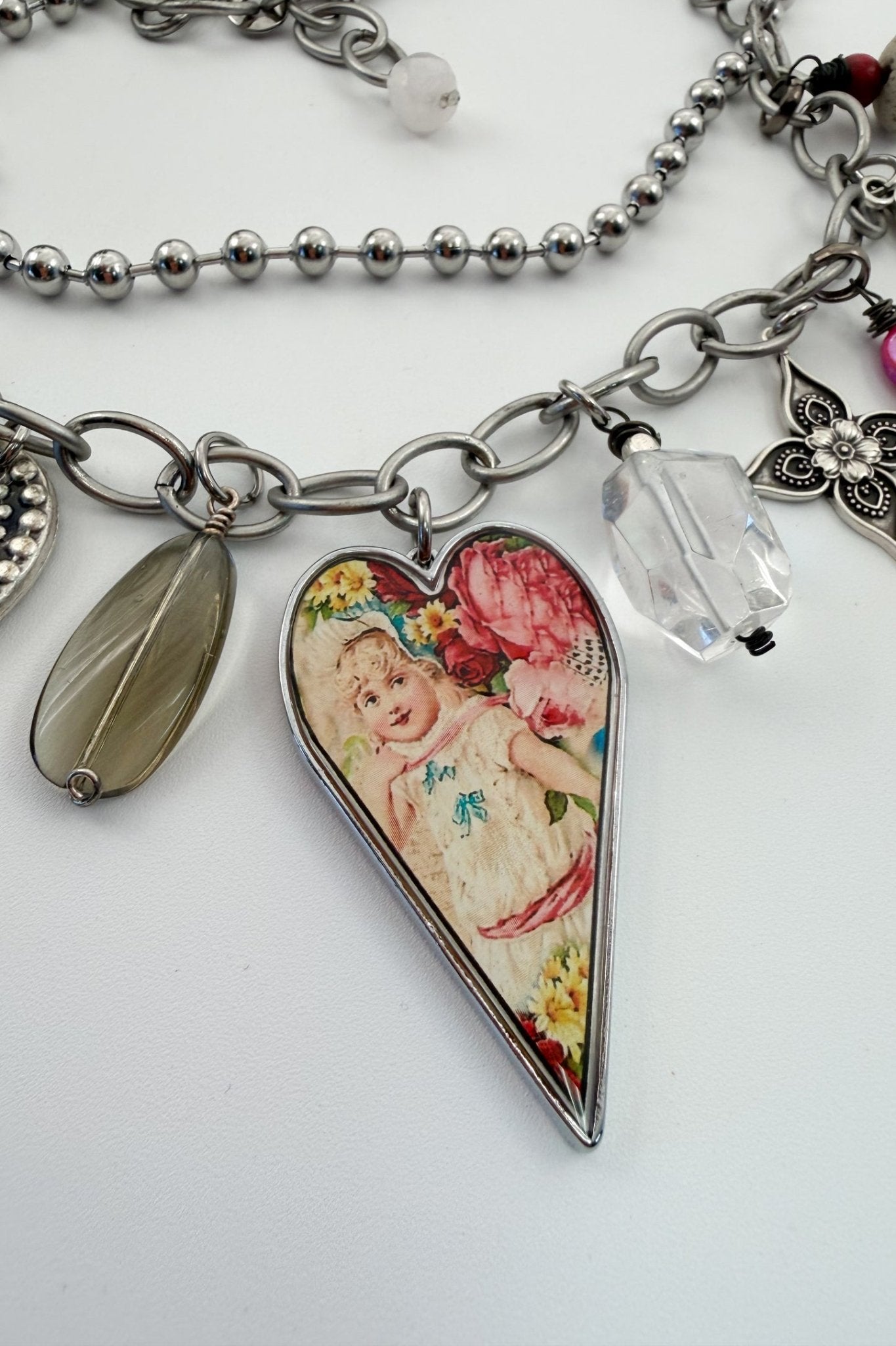 Inhale Peace Large Heart Pendant Charm Necklace - ivyandlavyboutique Spirit Lala