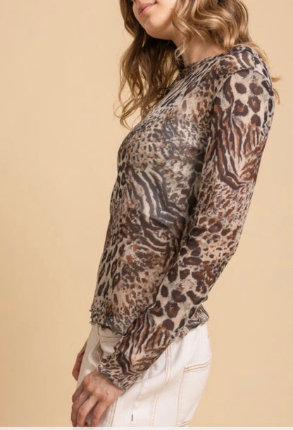 Inner Animal Brown Leopard Mesh Top - ivyandlavyboutique Blue Velvet