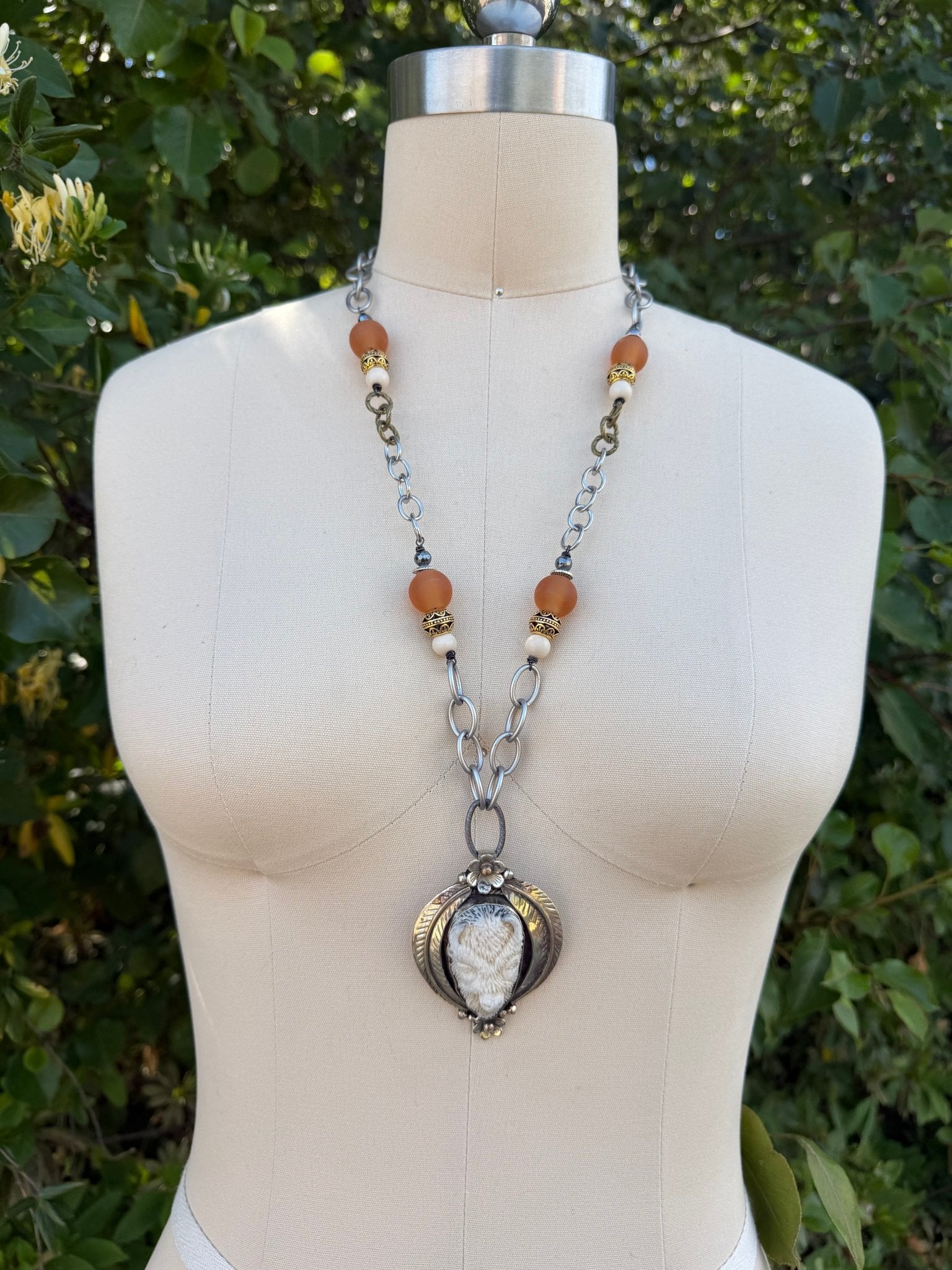 Inner Beast Orange Glass Necklace - ivyandlavyboutique ivyandlavyboutique
