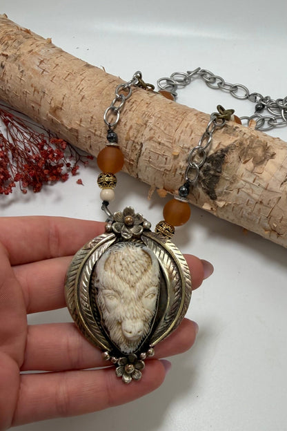 Inner Beast Orange Glass Necklace - ivyandlavyboutique ivyandlavyboutique