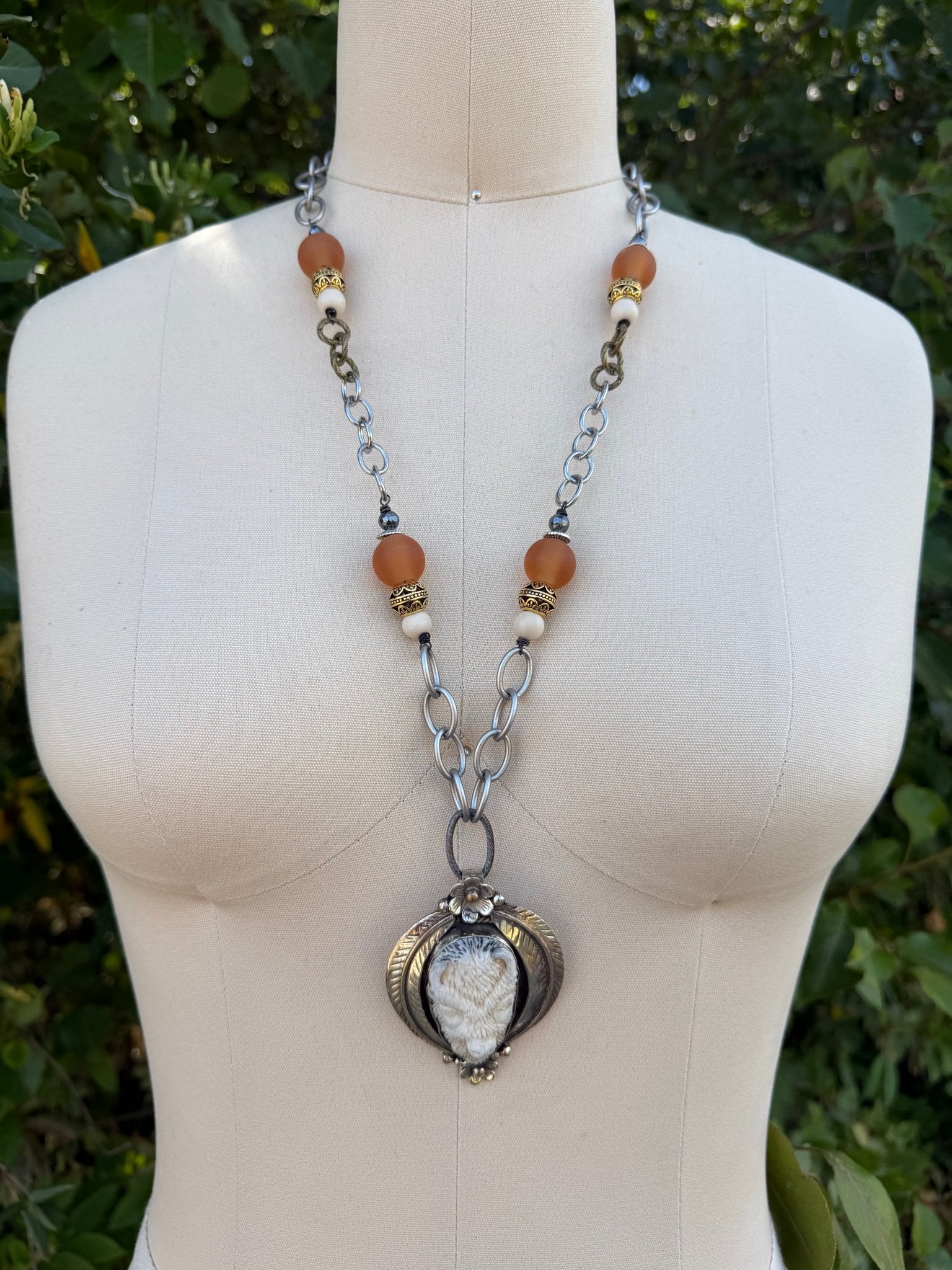 Inner Beast Orange Glass Necklace - ivyandlavyboutique ivyandlavyboutique