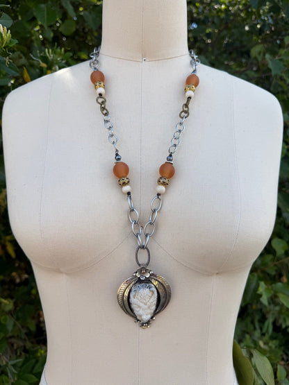 Inner Beast Orange Glass Necklace - ivyandlavyboutique ivyandlavyboutique