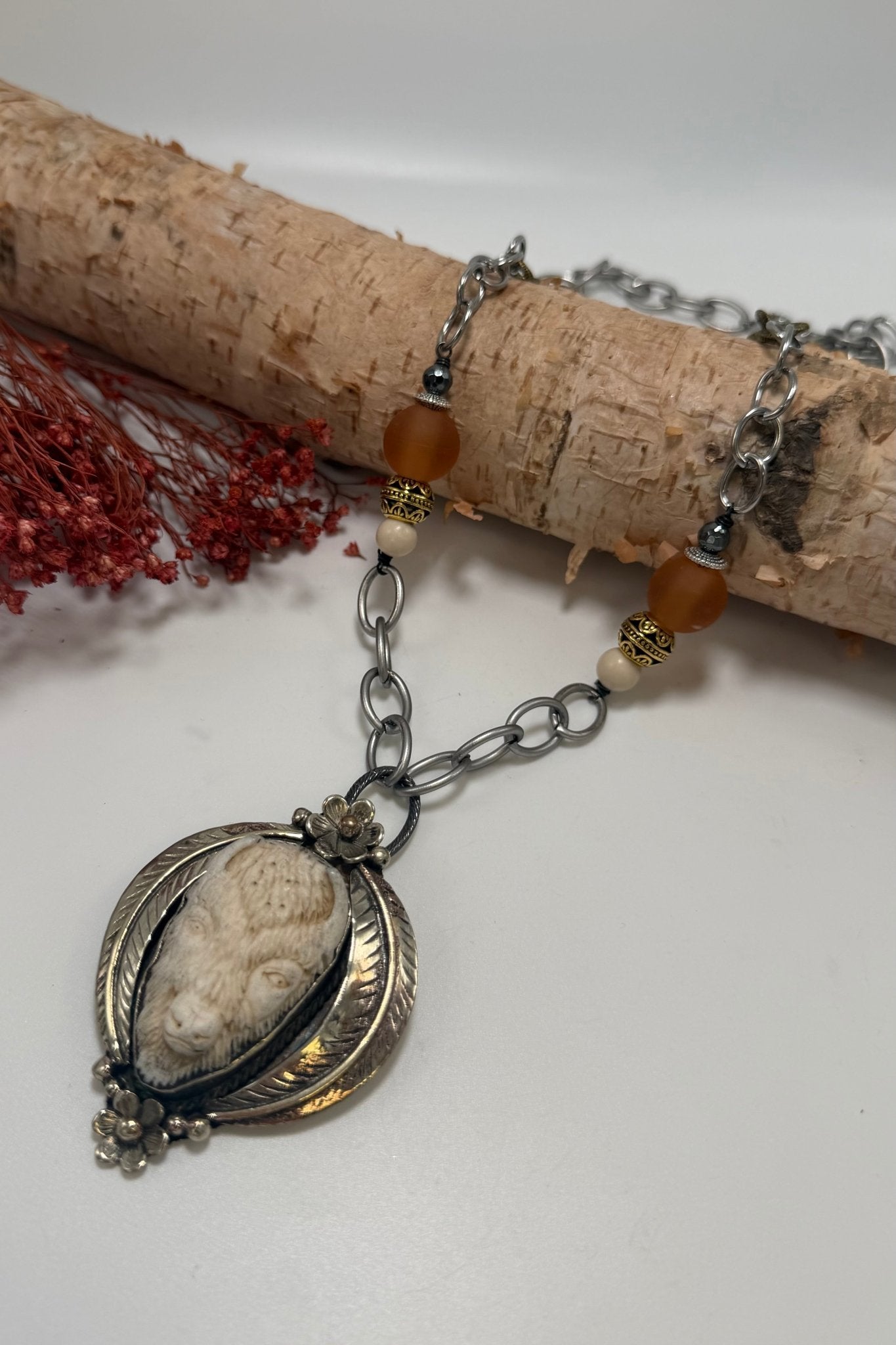 Inner Beast Orange Glass Necklace - ivyandlavyboutique ivyandlavyboutique