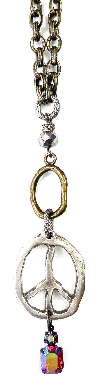 Inner Peace Mixed Chains w/Med. Peace Sign Pendant - ivyandlavyboutique Lost & Found Trading