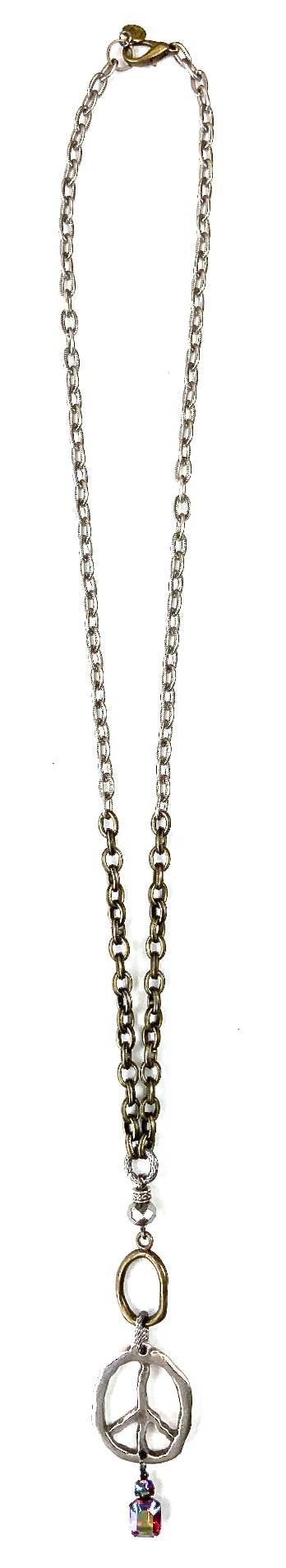 Inner Peace Mixed Chains w/Med. Peace Sign Pendant - ivyandlavyboutique Lost & Found Trading
