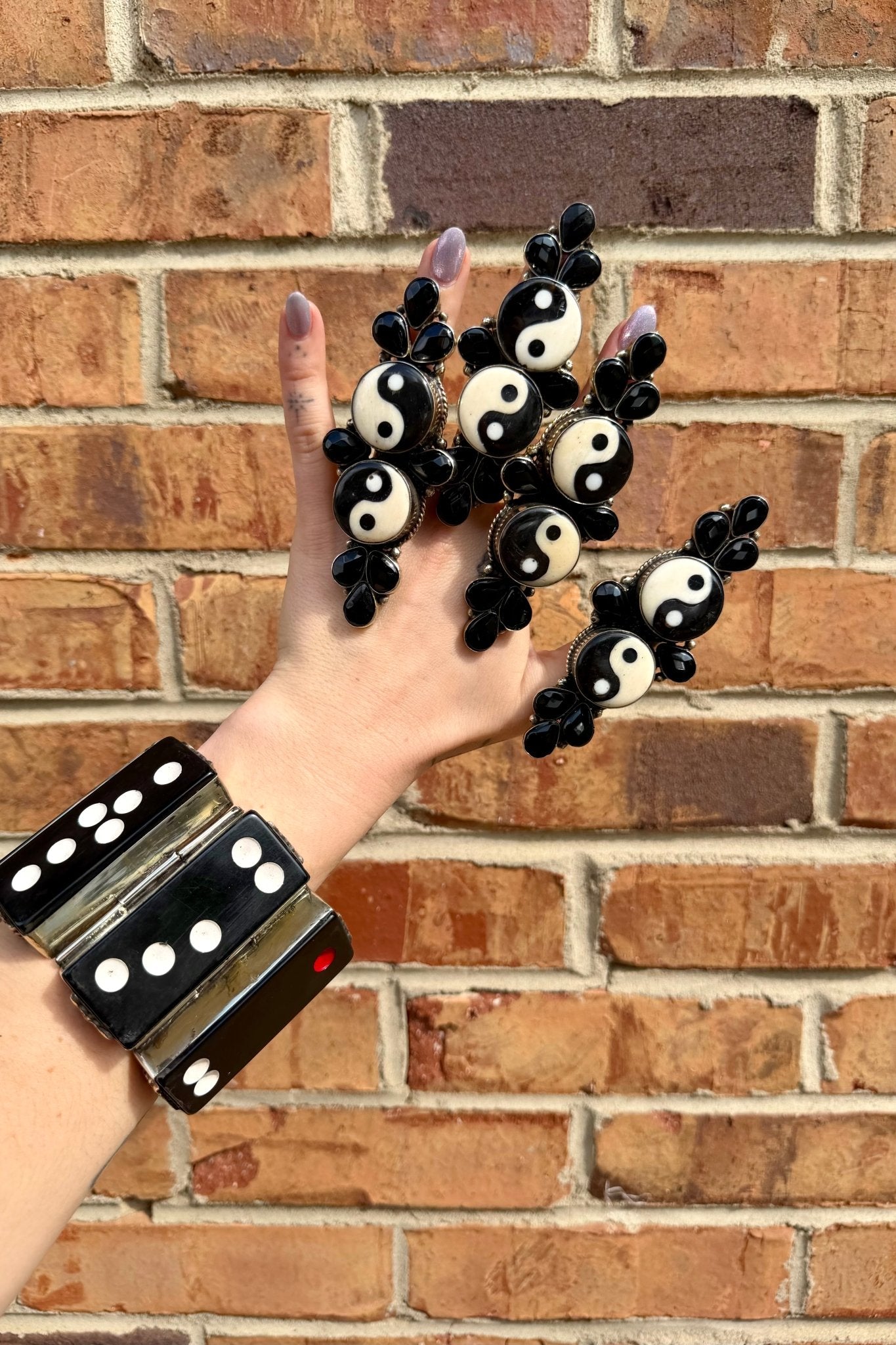 Inner Vibes Yin Yang Ring in 2 Tiered w/ Obsidian - 1 - ivyandlavyboutique ivyandlavyboutique