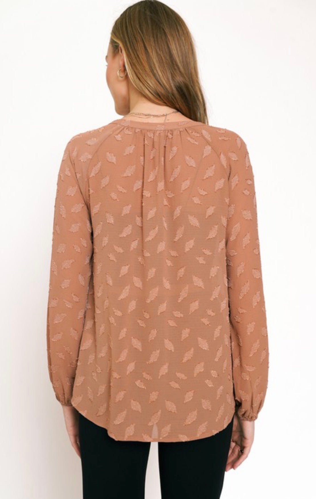 Jacquard Chiffon Peasant Blouse - ivyandlavyboutique ivyandlavyboutique