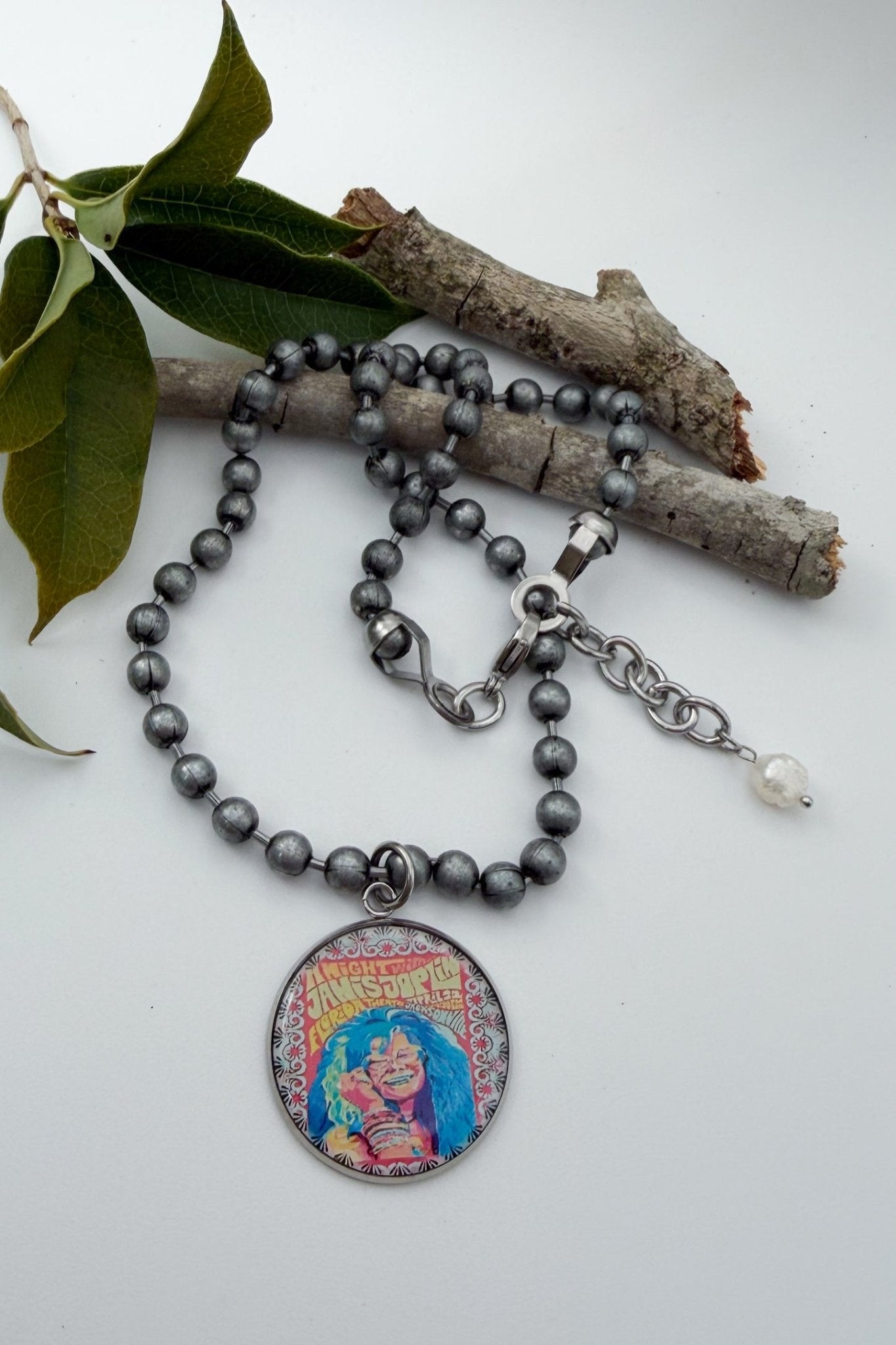 Janis Joplin Large Circle Distressed Pendant Necklace - ivyandlavyboutique Spirit Lala