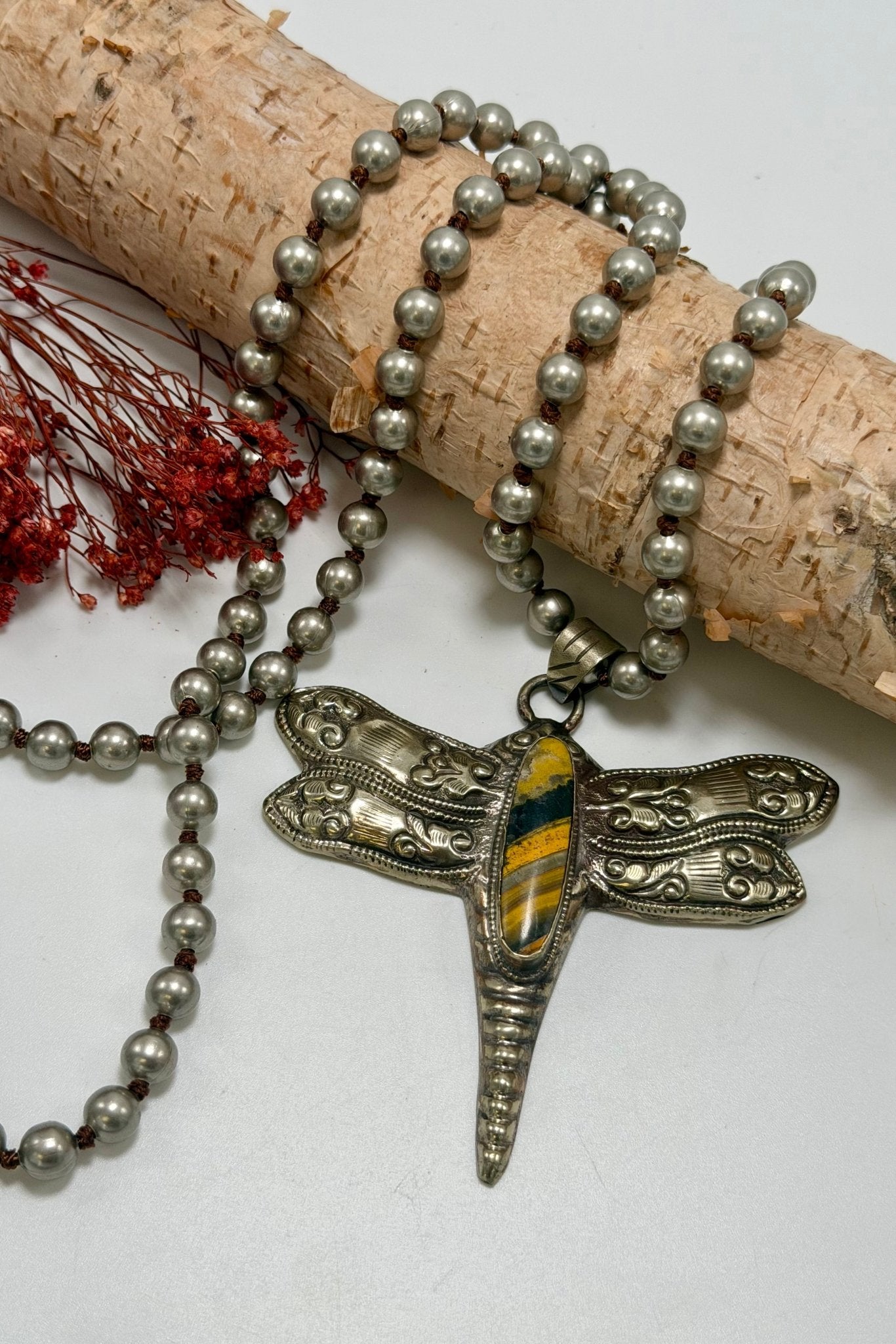 Jasper Dragonfly Necklace - ivyandlavyboutique ivyandlavyboutique