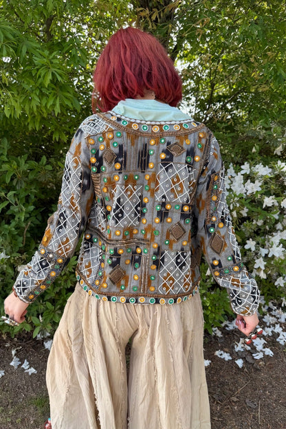 Jeweled Cropped Jacket - ivyandlavyboutique LA Skirts