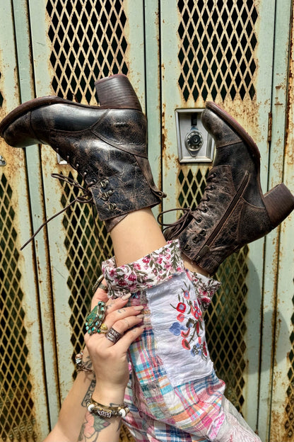 Judgement Lace Up Boot in Black Rustic - ivyandlavyboutique Bed/Stu