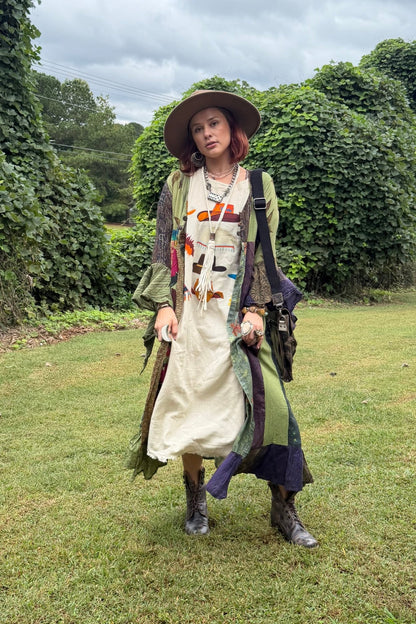 Kaftan Dress in Hat Graphic - ivyandlavyboutique LeParisPetit by I Love Linen