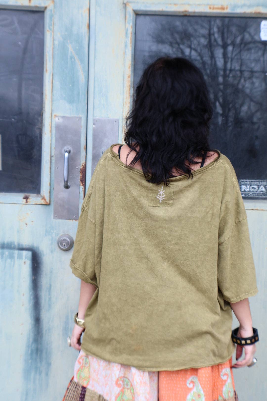 Kantha Bae Boxy Dream Tee - Olive - Snake Boho Graphic - ivyandlavyboutique Kantha Bae