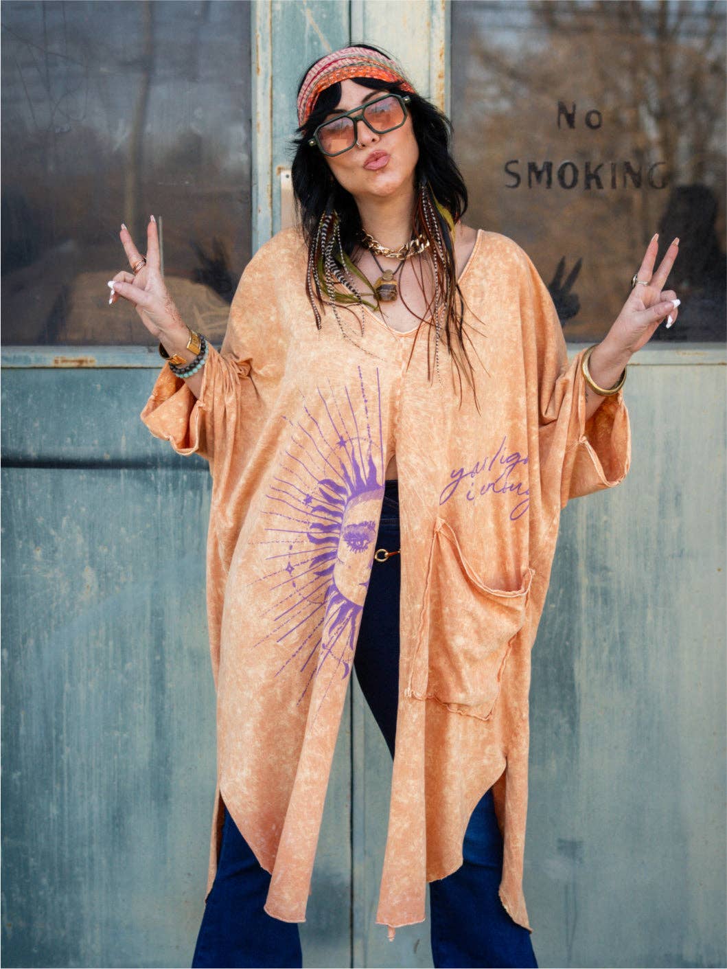 Kantha Bae Dream Split Muu Tee - Sun - Washed Boho Graphic - ivyandlavyboutique Kantha Bae