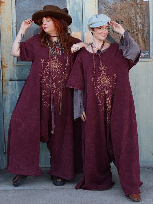Kantha Bae Dream Wide Leg Terry Jumpsuit - Burgundy - Lotus - ivyandlavyboutique Kantha Bae