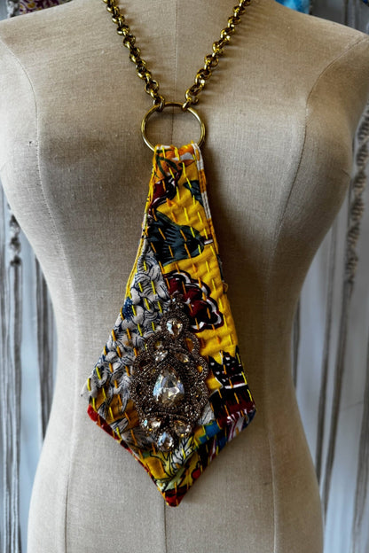 Kantha Necktie Necklace - ivyandlavyboutique Gypsy South