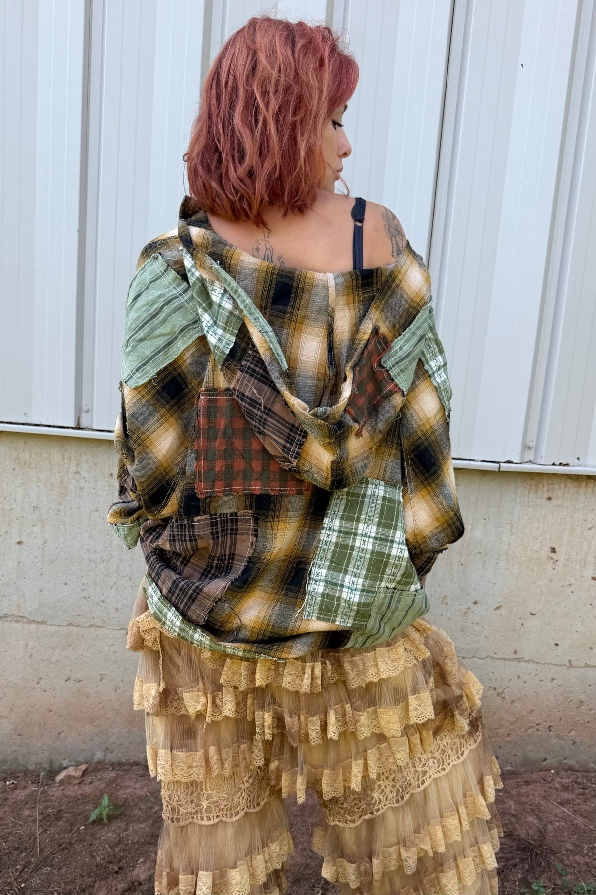 Kicking Leaves Flannel Patchwork Hoodie - ivyandlavyboutique Blue Velvet