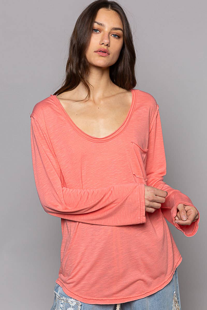 Kimberly Boat Neck Simple Long Sleeve Tee - ivyandlavyboutique Pol Clothing