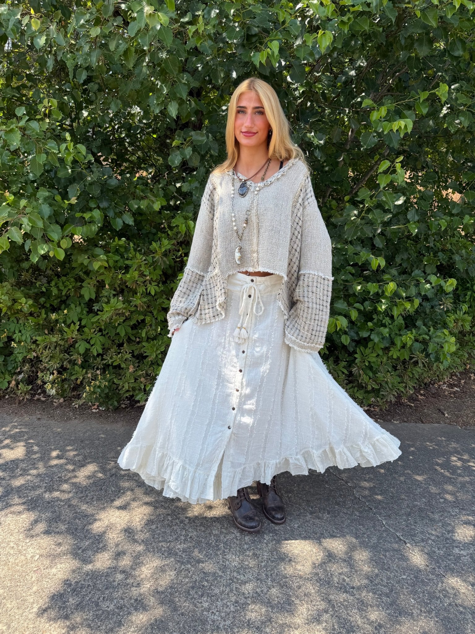 Kyla Cotton Button Front Skirt - ivyandlavyboutique Karma Highway