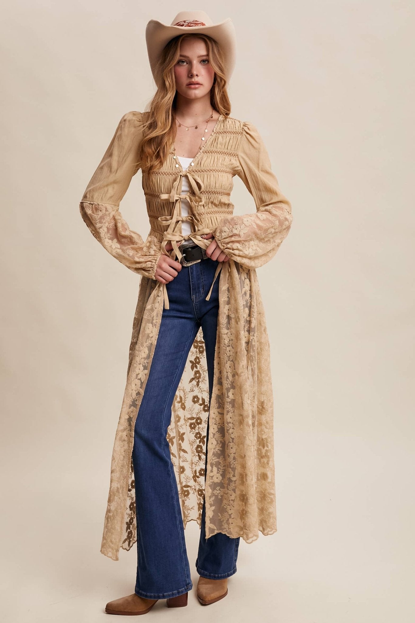 Lace - Up Embroidered Maxi Kimono in Wine - ivyandlavyboutique Listicle