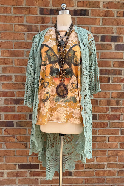 Layering Cardigan in Olive - ivyandlavyboutique Origami Apparel ~ Lace and Crochet inspired